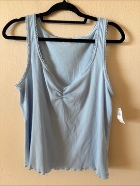 Old Navy Light Blue Ribbed Tank Top - Women's Sleeveless V-Neck